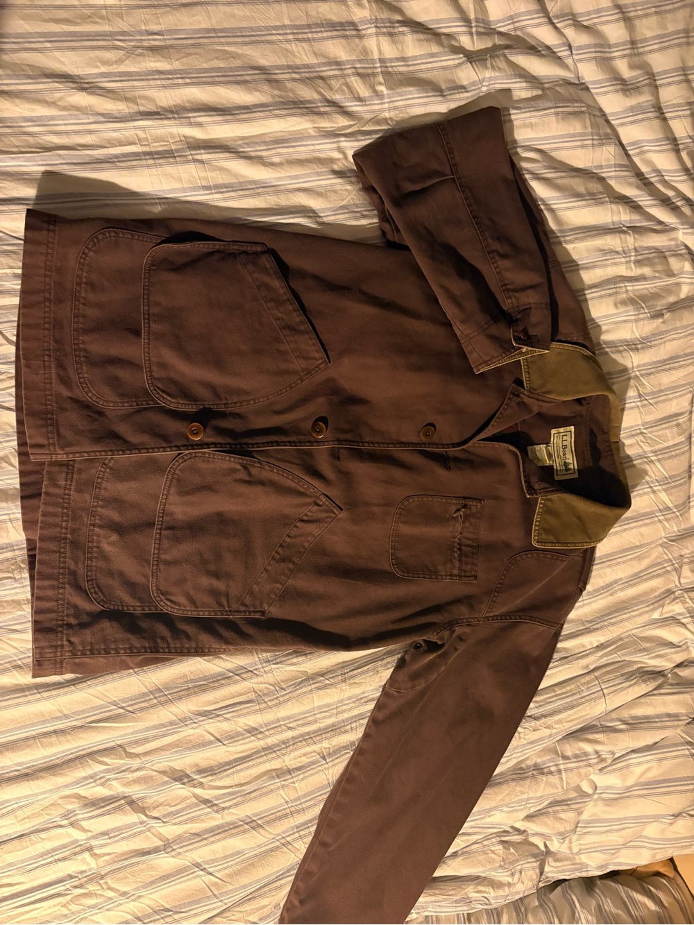 L.L. Bean Brown Field Jacket with Olive Contrast Collar